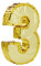 Kleine Pinata Zahl 3 für Kindergeburtstag, Kinderparty, Tischdekoration, 40 x 27 x 8 cm, Gold