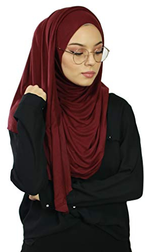 Hijab Schal zum Einfädeln, mit Öffnungen für Brille, muslimisch, Voile, für Damen Gr. One size, Burgunderrot (HE500 Bordeaux)