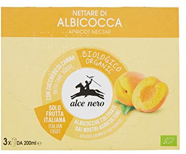4 PEZZI DA ML200X3 NETTARE IN BRIK BIO ALCE NERO - ALBICOCCA - PERA- MIRTILLO - MELA - POSSIBILITA' ORDINE MISTO (ALBICOCCA)