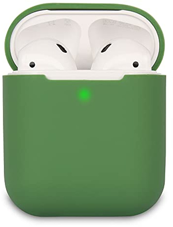 KOKOKA Schutzhülle Hülle Kompatibel mit AirPods 2, Silikon Schutzhülle Hülle für AirPods 2, LED an der Frontseite Sichtbar, Mustard Green