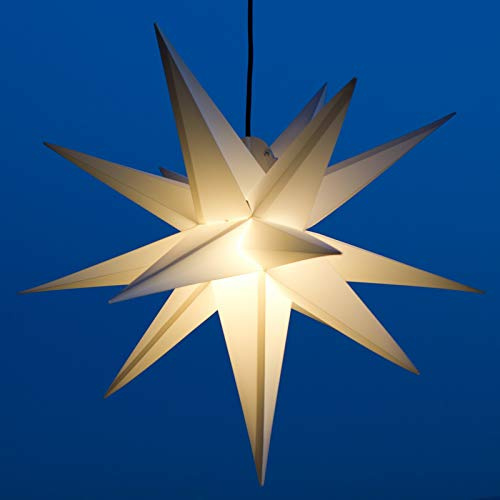 Werterhalt ums Haus Mit LED Außenstern-100 cm - weiss, wetter- und frostbeständig, Komplettset incl. Kabel & LED (StaRt-NDL-DUH-E14-3,5W) Adventsstern Weihnachtsstern 3D Faltstern, kein Trafo nötig