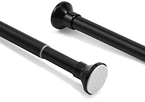 Telescopic Spring Tension Rod 105-200cm, Metal Black Shower Curtain Pole Extendable Room Divider without Drilling, Adjustable Rail Hanging Bar for Bathtub Shower Stall Window Doorway Closet Wardrobe