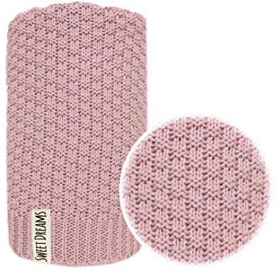 Baumwolle 100% Baby Strickdecke Kuschelige Decke ideal als Baby Decke, Erstlingsdecke, Wolldecke Baby Kuscheldecke 80x100 I 100x120 (1032) (Dunkelrosa, 80 x 100)