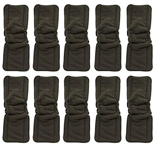 Baby 3/4/5 Lagen Charcoal Bamboo Inserts Wiederverwendbare Einlagen für Stoffwindeln mit Seitenfalten 10 Stück (5 Lagen)