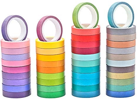 FYSL 40 Rollen Washi Tape Set, Klebeband Bunt Masking Tape Dekorative Klebeband bunte Regenbogen-Klebebänder für Deko und Basteln