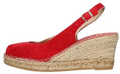 Sandalo in Tessuto con Zeppa in Corda Rosso MOD. CALPE Rosso 38