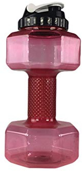 Jitong Fitness Hanteln Trinkflasche Grosse Kapazität BPA Freie Sportflasche Auslaufsicher Hantel Trinkflaschen für Gym Laufen Crossfit - Rosa, 2.2L