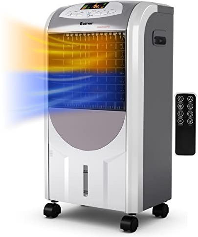 COSTWAY Condizionatore per Freddo Caldo, Ventilatore Climatizzatore da Terra a Evaporazione Portatile, Caldo 2000W, Freddo 75W, con Telecomando