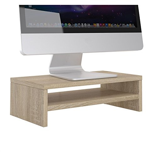 IDIMEX Support d'écran d'ordinateur Display, réhausseur pour Moniteur avec étagère intermédiaire Dimensions 42 x 14 x 24 cm, en mélaminé décor chêne Sonoma