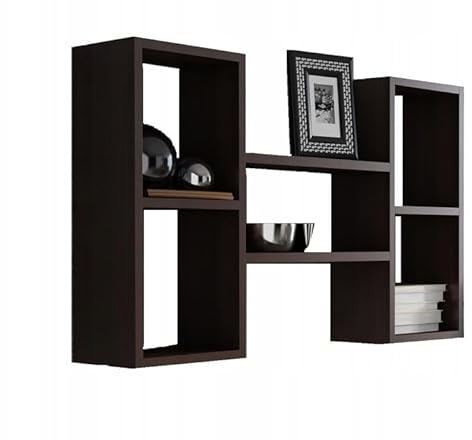 Per la vita Wandregal Wenge Polo – Schweberegal 6 Ebenen 92 x 21 x 65 cm - Bücherregal für Büro, Wohnzimmer, Schlafzimmer, Kinderzimmer - Multifunktionales Aufbewahrungsregal