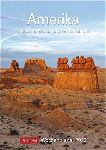 Amerika - Kalender 2022 - Harenberg-Verlag - Wochenkalendarium - 53 Blatt mit wundervollen Aufnahmen und Zitaten - Wandkalender mit Platz zum Eintragen - 25 cm x 35,5 cm - Küchenkalender