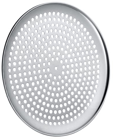 Zerodeko Molde para pizza de acero inoxidable, bandeja redonda perforada para pizza, bandeja para hornear pizza, bandeja para servir pizza, bandeja para servir pizza, sartén con agujeros para horno,