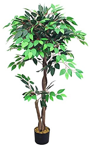Kunstpflanze Künstliche Pflanze Benjamin Ficus künstlicher Baum Künstlich im Topf Plastik Pflanzen Zimmerpflanze wie Echt Deko 120 cm Decovego Innendekoration
