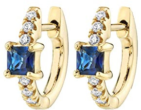 Bishilin Ohrringe Damen 925 Silber, Creolen mit Blau Zirkonia Gold Ohrringe Jugendstil für Mädchen