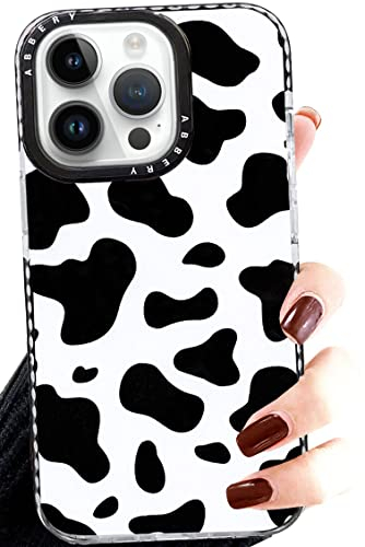 Abbery Hülle für iPhone 14 Pro Hülle Kuh Muster kuhflecken HandyHülle Durchsichtig Mit Design Weiche klare Transparent Silikon Stoßfest Gummi süß mädchen Schutzhülle Kratzfest Cover Case