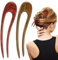 Noverlife 2pcs coupe - cheveux en U français en bois de santal, bâton en bois sculpté à la main, fourche naturelle à double fourche, coupe - cheveux vintage pour femmes, Bun, rouge - Vert