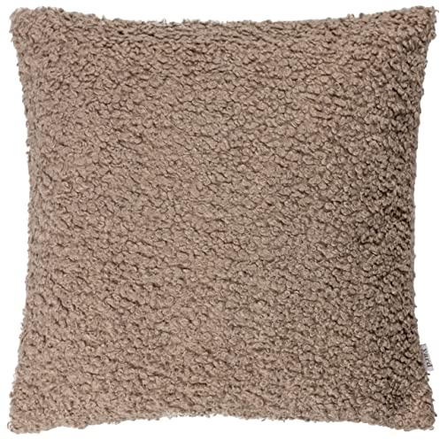 Yard Cabu Polyester Filled Cushion (Taupe, 45 x 45 cm) | Scandi Minimalist Chunky Boucle Textured Decorative Pillow