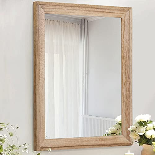 AAZZKANG Miroir Mural Rustique rectangulaire avec Cadre en Bois - Grand Miroir décoratif de Style Rustique pour Chambre à Coucher et Salle de Bain 50 x 40 cm