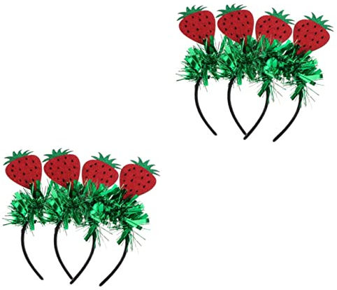 Gogogmee 4 Stück Erdbeer Stirnband Erdbeer Sachen Haarbänder für Mädchen Obst Frühlingsdeko Kleidung Haarpflegezubehör springender Haarreif der Sommer schmücken Partybedarf Haarschmuck Kind
