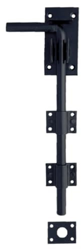 12 Drop Bolt GATE Garage Strong Heavy Duty Shed Stable Black Galv (Black)