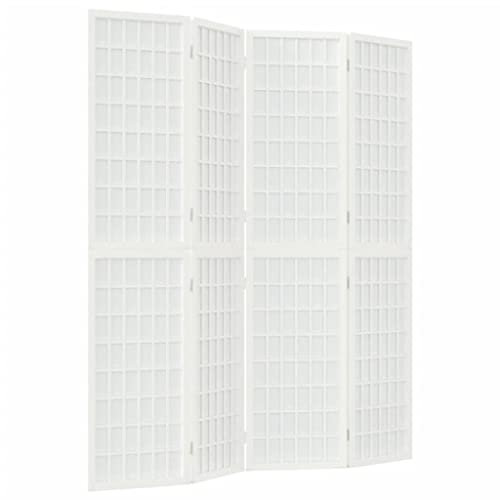 vidaXL Paravent 4 TLG., Raumteiler für Schutz der Privatsphäre, Klappbare Trennwand, Raumtrenner Sichtschutz, Japanischer Stil, Faltbar Weiß