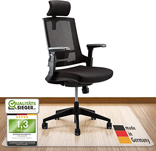 Königwerk Bodenschutzmatte Bürostuhl versch. Größen Bürostuhl Unterlage rutschfest in milchweiß - Made in Germany - 118 x 145 cm