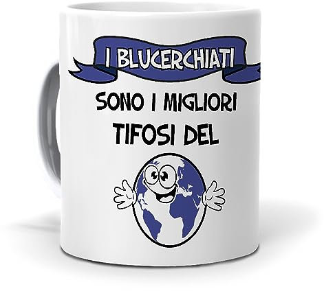 PALLE MONDO Regalo originale. Idea da regalare. Tazza I blucerchiati sono i migliori tifosi del mondo. Ceramica 350 ml.