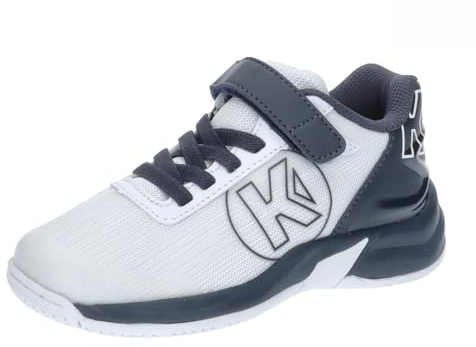 Kempa Attack 2.0 Junior Game Changer Handball-Schuhe Sport-Schuhe für Jungen - mit Michelin-Sohle für optimalen Grip - Weiß Marine - 35 EU