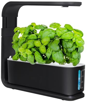 Hydroponische Anzuchtsysteme, Smart Garden mit LED-Pflanzenlampe, Automatisch Timer Indoor Kräutergarten Kit, Höhenverstellbar, Schwarz (3 Löcher)