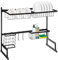 Avilia Escurreplatos Organizador para Fregadero de Apoyo con portaherramientas y portavasos, Ideal para Vasos – Platos – Tazas con 5 Compartimentos Negro de 2 Niveles, de Metal 51,5 x 30 x 58