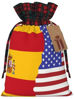 Bolsa de regalo impresa con la bandera de España americana, bolsa de regalo de arpillera perfecta con bloqueo de color