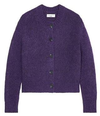 Marc O'Polo Denim Damen Cardigan Strickjacke aus Woll-Mix, Lila (Medium Purple Melange 01), XL