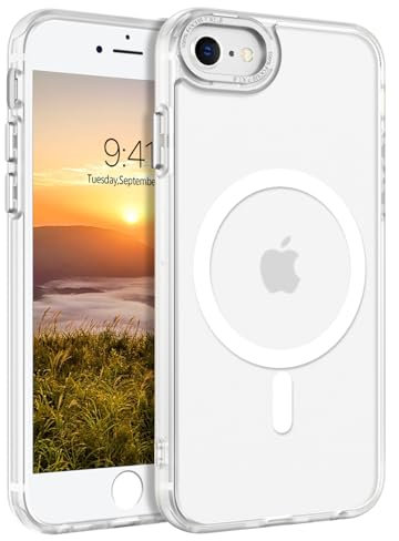 GUAGUA Schutzhülle für iPhone SE 2022/2020, magnetische Handyhülle für iPhone 7/8, kompatibel mit MagSafe, durchscheinend, matt, stoßfest, für iPhone SE 3. / 2. 4,7 Zoll (11,9 cm), für Männer und