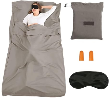 ZHYUAN Sacco Lenzuolo,Lenzuola Sacco A Pelo Ultraleggero,Sacco A Pelo Per Adulti,Con Tappi Per Le Orecchie E Maschera Per Gli Occhi,Sacco A Pelo Capanna,per Backpacking, Ostelli E Cabine