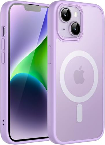 MOBISTAR Strong Magnetic Case for iPhone 14 Plus 6.7-Inch Compatible with MagSafe, Translucent Matte Back Slim Shockproof iPhone 14 Plus Cover (Purple)