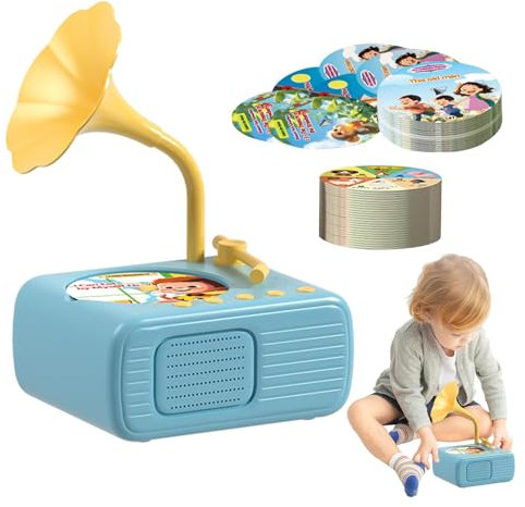 Grammophon Für Kinder Mit 96 Karten, Grammophon Plattenspieler Für Kinder, Grammophon Kinder Spielzeug, Grammophon Kinder Mit Platten