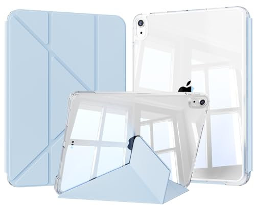 KVTVOU Cover trasparente per iPad A16 di 11ª generazione 2025/iPad 10° generazione 2022 da 10,9 pollici, cover posteriore rigida in policarbonato trasparente, auto guardia/sonno, blu chiaro