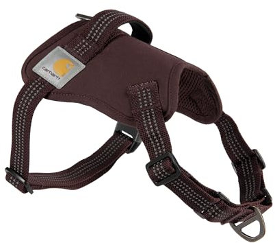 Carhartt Nylon Duck Hundegeschirr, kein Ziehen, voll verstellbares Hundegeschirr mit schnell kontrollierbarem Griff und reflektierenden Akzenten, Deep Wine, Größe M
