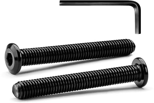M6 x 60mm 20Pcs Tête Plate Vis D'assemblage à Six Pans Creux, Vis à Tête Plate, Acier Inoxydable A2 V2A, Boulons de Meubles, Filetage Complet, Oxyde Noir (Avec Clé Hexagonale)