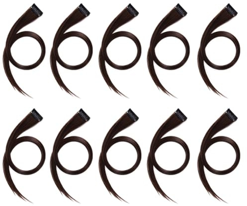 dissot 10pcs Rainbow Highlighted Hair Extension Hairpin Long Straight Hair Clip Trimmable for Girl Hair False Hair Brown, Easy to Use Fine Workmanship