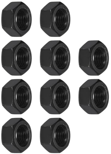 TA-VIGOR 10Pcs Hex Nuts, 7/16-20 UNC Self Locking Nuts, Carbon Steel Grade 8.8 Oxide Hexagon Nutstones for Lock Washers, Bolts, Screws, Black