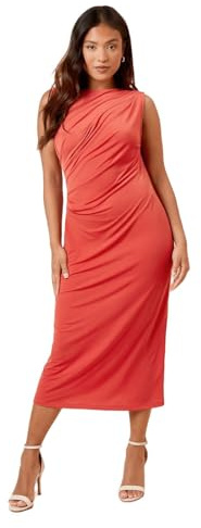 Dorothy Perkins Petite Ruched Side Slinky Jersey Midi Dress, 10, red