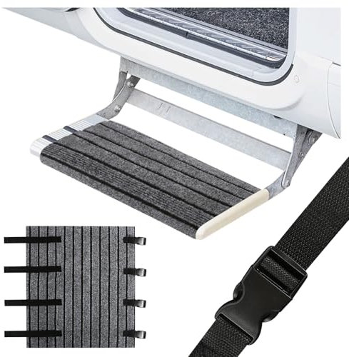 Tapis de Marchepied pour Camping-Car 46 x 46cm Marches pour Camping-Car Réglable Tapis de Sol pour Marchepied de Camping-Car Fermeture à Boucle Tapis de Camping Tapis Antidérapant pour Marchepied