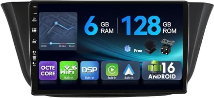 [6G+128G,Octa-Core] - MSD Autoradio für Iveco Daily VI (2014-2021) | Android 16 GPS Navi Radio | CarPlay Android Auto Lenkradsteuerung Dual-Band WiFi DSP DAB | Rückfahrkamera MIC | 2 Din 9 Zoll