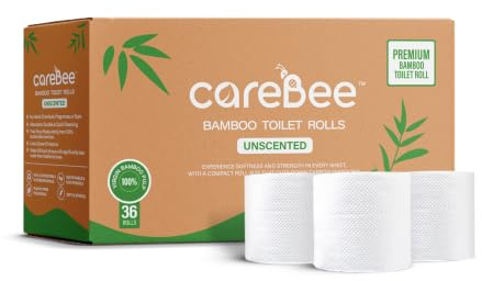 Bamboo Toilet Rolls | Unscented | 3-Ply | 100% Bamboo | Plastic-Free Packaging | 200 Sheets Per Roll | Biodegradable, Compostable & Eco-Friendly | Vegan (36 Pack)