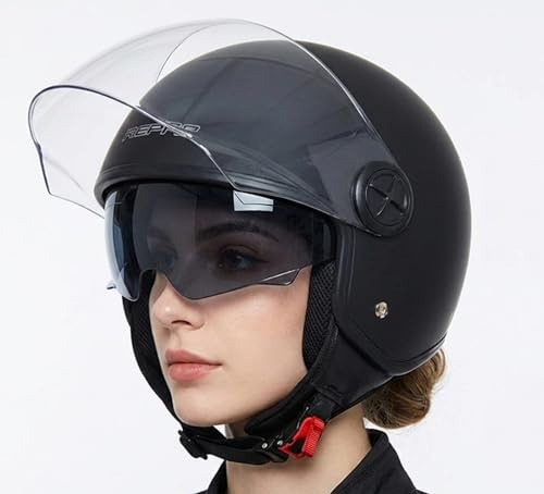 Casco Moto Scooter Jet Dieffe DF80 Nero Opaco Doppia Visiera Omologato tg M