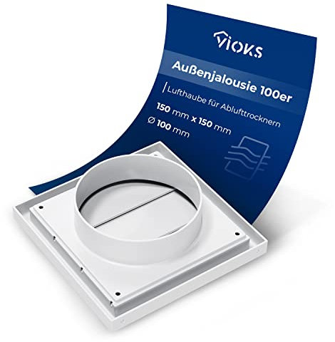 VIOKS Außenjalousie 100erR Lüftungsgitter Außen/Abdeckung Lüftung/Klappe für Dunstabzugshaube/Abluftgitter mit beweglichen Lamellen für Dunstabzug Ablufttrockner Lüftungssysteme