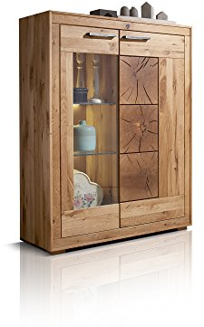 moebel-eins WINSTON I Highboard links, Material Massivholz, Wildeiche geölt