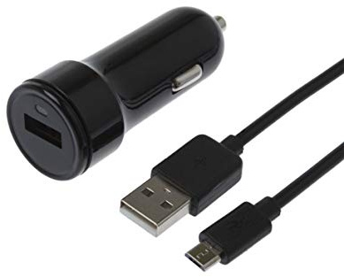 APM USB-A 2.1A Zigarettenanzünder Ladegerät Schwarz mit 1m Micro-USB Kabel, kompaktes Autoladegerät für Smartphone, GPS, Externer Akku, Tablet, Autozubehör 600274