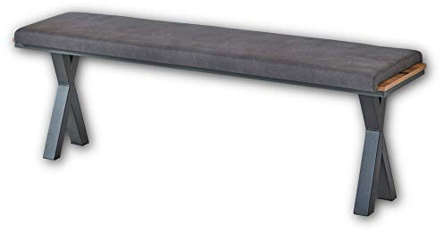 Stella Trading Prato Sitzbank in Alpine Lodge Optik - bequeme Sitzbank in Leder-Optik für Ihr Wohn- & Esszimmer - 166 x 51 x 41 cm (B/H/T)